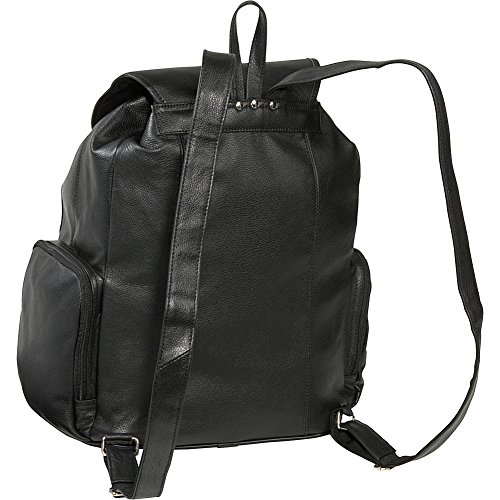 Black Leather Jumbo Backpack (#1518-0)3
