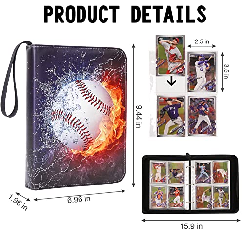 Card Binder Compatible With Baseball Card, Trading Card, Mtg And Other Tcg, Fits 400 Cards With 50 Removable Pages, Card Holder Collector For Standard Size Card (Yellowbaseball2) #TOP4