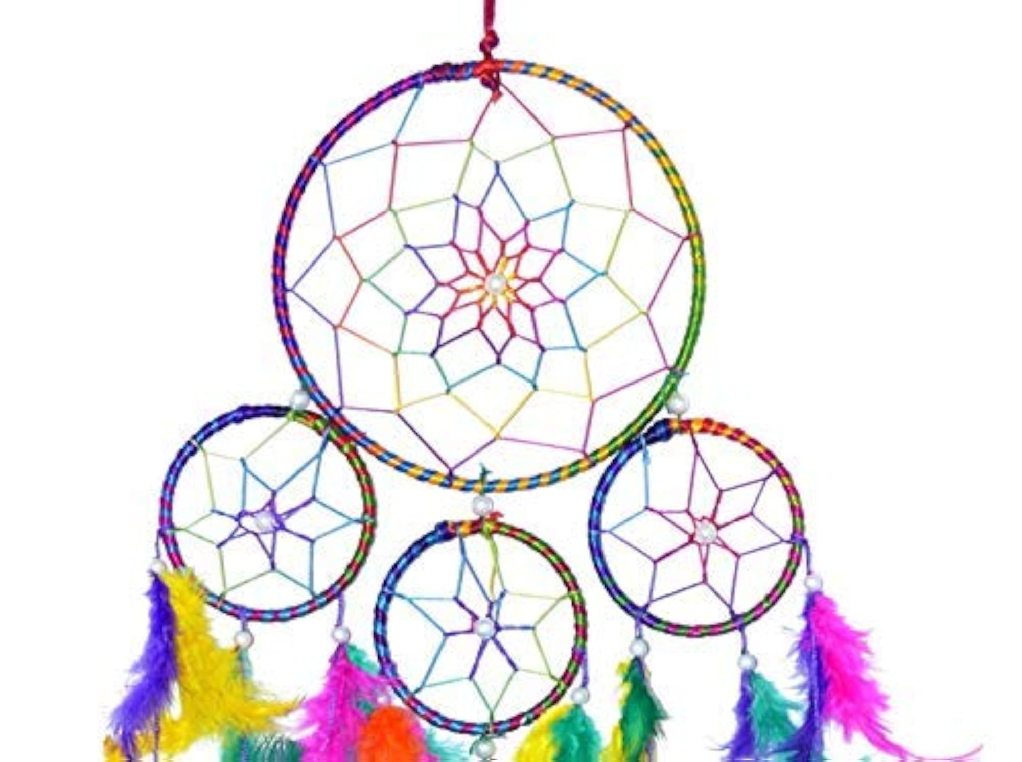 Dream Catcher 5 Rounds Multicolor Wall Hanging Combo, Pack of 2