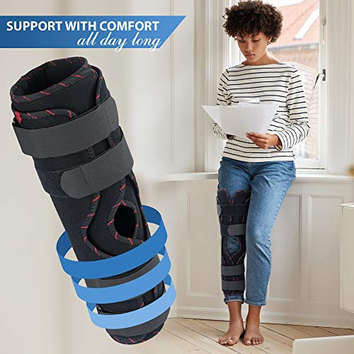 ORTONYX Tri-Panel Knee Immobilizer Full Leg Brace - Breathable and Lightweight - Straight Leg Support - Knee Splint 21.5" / 55cm - Thumbnail 5