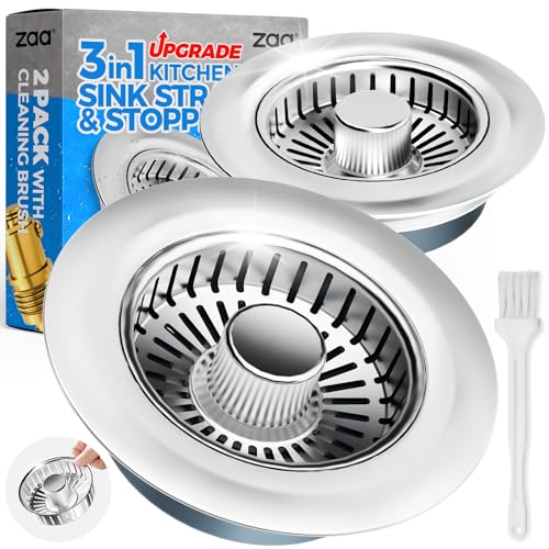 Chrome Silver Zaa Brand Kitchen Sink Strainer And Pop-Up Stopper