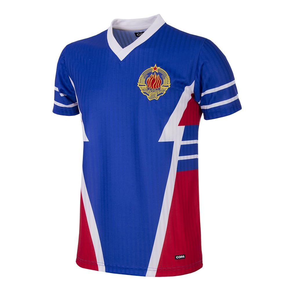 Copa Yugoslavia 1990 Retro Football Shirt, Maglia da Calcio in Stile rétro con Scollo a V. Uomo