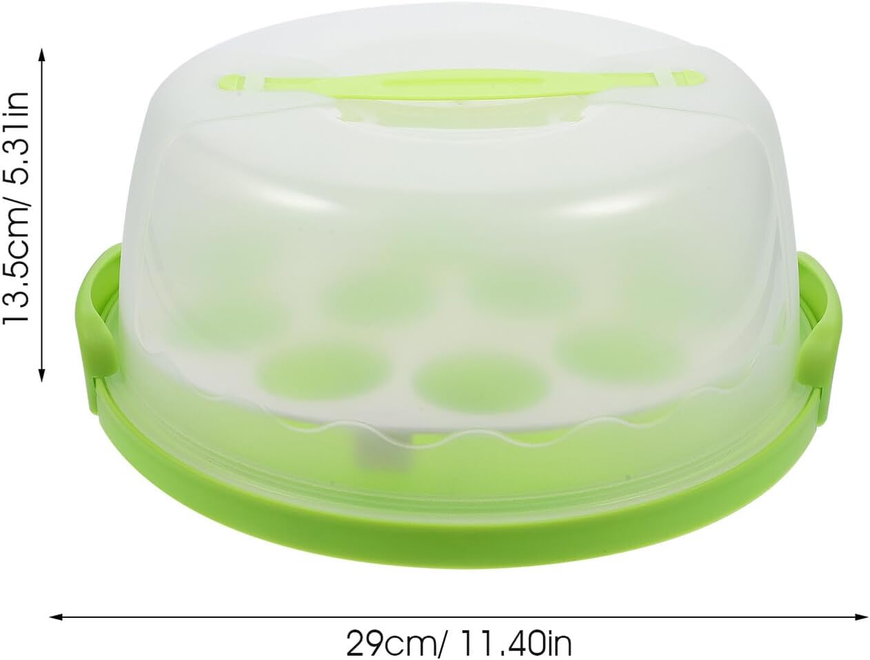 GANAZONO Portable Cake Box with Handle, Green Plastic Cake Carrier, Reusable Cupcake and Bread Storage Container for Outdoor and Home Use