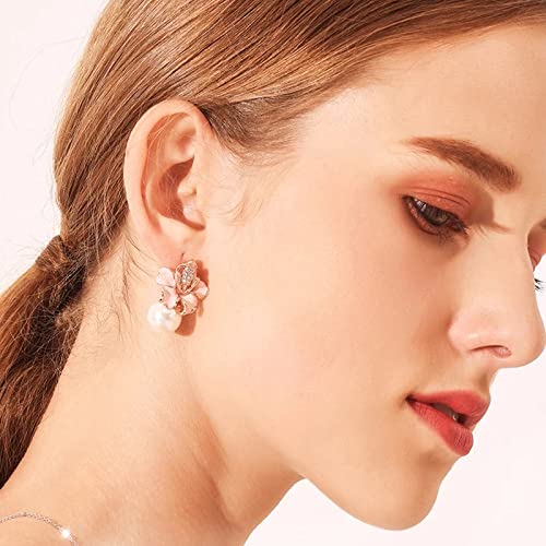 Crystal Pearl Plated Stud Earrings