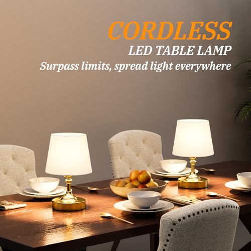 Image of Kakanuo Mini Cordless Table Lamp Gold - 1 Pack 4000mAH Battery Operated Lamp for Decor, 3000K Stepless Dimming Touch Control Rechargeable Lamp for Bedroom, Dining Table, Counter, Living Room
