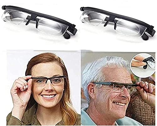 Adjustable Eye Glasses Dial Vision Variable Focus Eyewear, 6d To +3d Diopters Myopia Glasses, Dial Adjustable Glasses Variable Focus, Adjustable Reading Glasses Myopia Eyeglasses. (2pcs)
