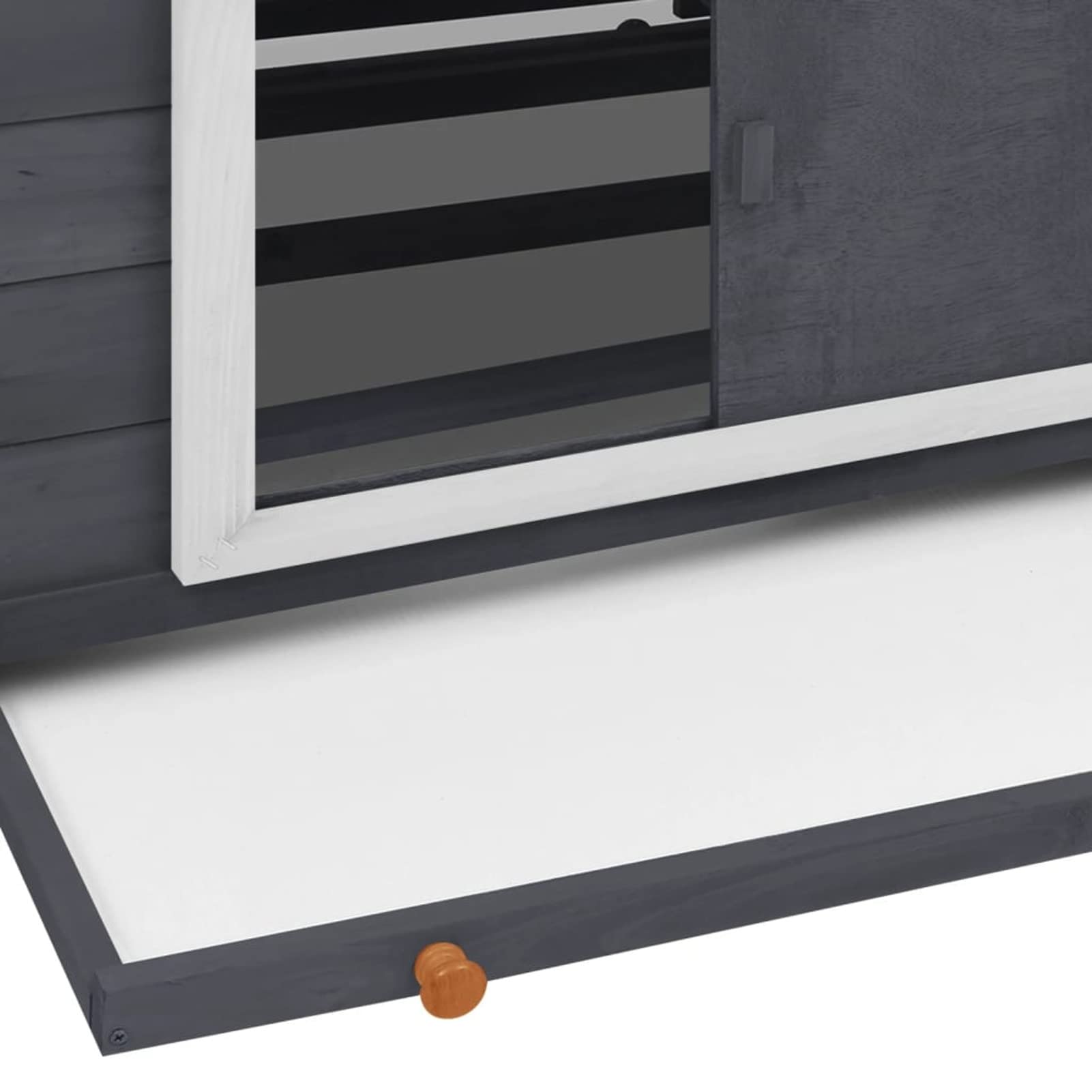 ARKEM Pollaio Grigio e Bianco 152x96x110cm in Legno Massello di Abete,Pollaio per Galline Ovaiole da Esterno con Casetta, Area di Corsa