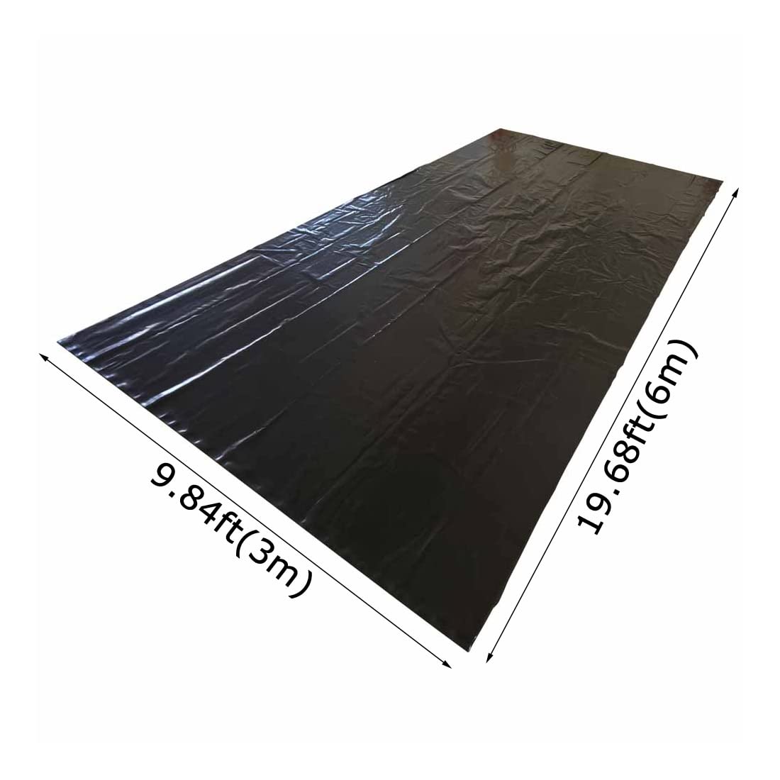 HQHAOTWU HDPE Pond Liner, Rubber Pond Liner 10ft×20ft Fish Pond Liners with 0.3mm Thickness, Flexible Black Pond Liner for Water Fountains, Outdoor Gardens
