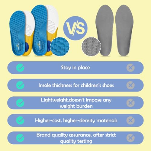 Image of Skyfoot Kids Shoe Inserts, 2 Pairs Breathability Soft Cushioning Children's Sports Athletic Replacement Insoles for Childs' Worn Insert, Sweaty Feet, Shoes' Comfort Fit (Blue, Toddler: 9-12.5)