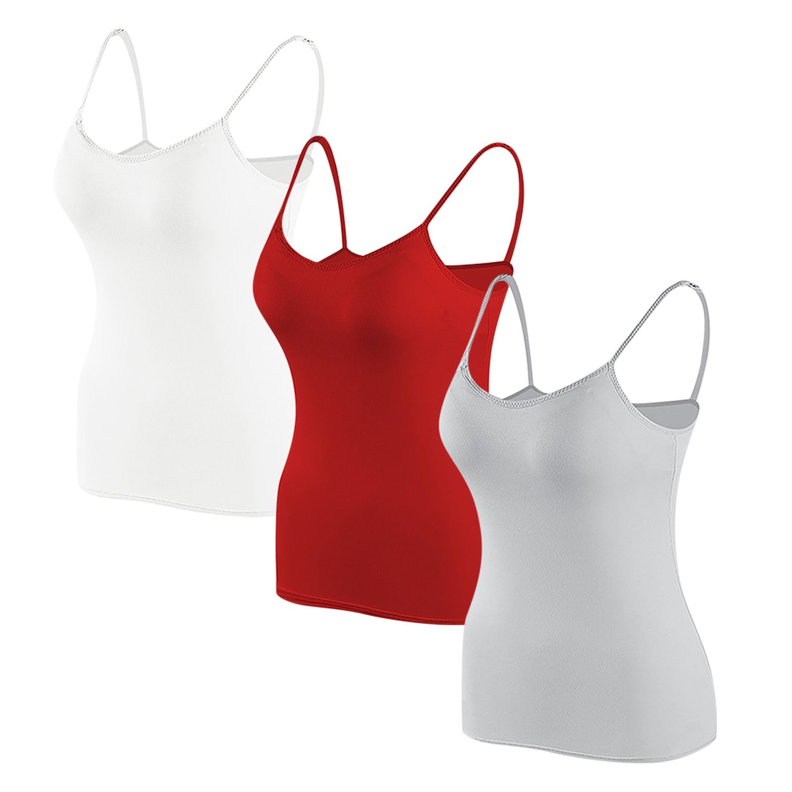 3PC Women's Camisole Tops with Built-in Padded Bra, 2 in 1 Yoga Sports Bras for Gym, Running, Workout, Sleeping, Traveling