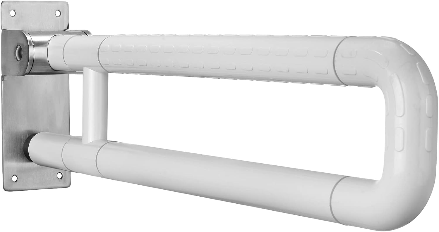 60cm Haltegriffe für Senioren, Behinderten wc Haltegriff, Wandstützgriff Klappbar wc Aufstehhilfe für Senioren 300~350 Kg,Rutschfest für Badezimmer Und Toilette (white, 60cm)
