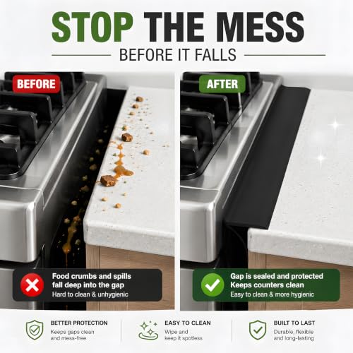 Image of Stove Gap Covers Silicone Stove Gap Filler - 25 Inch Oven Counter Gap Cover