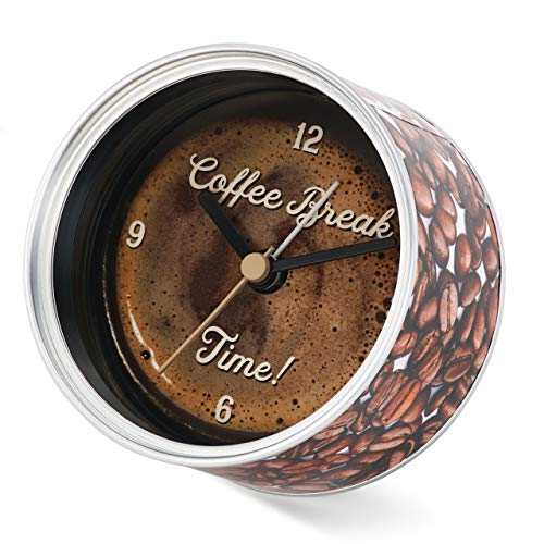 DEMDACO Coffee Break Clock-n-Can Silver Tone 4 x 4 Metal and Magnet Desk Clock