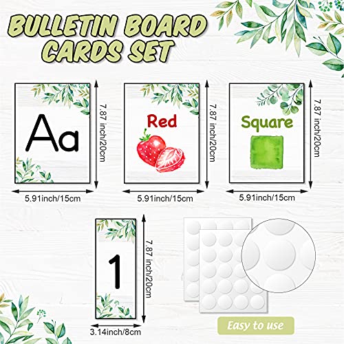56 Pieces Alphabet And Number Bulletin Board Set Manuscript Bulletin Board Cards Educational Preschool Cards Eucalyptus Colors Shapes Early Childhood Education Posters For Kids Classroom Decoration #TOP1