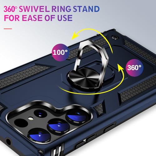 Image of for Samsung Galaxy S26 Ultra Case with Screen Protector, Heavy Duty Military Grade Shockproof Rugged Protective Cover for Samsung S26 Ultra Phone Case with Metal Ring Magnetic Kickstand (Blue)