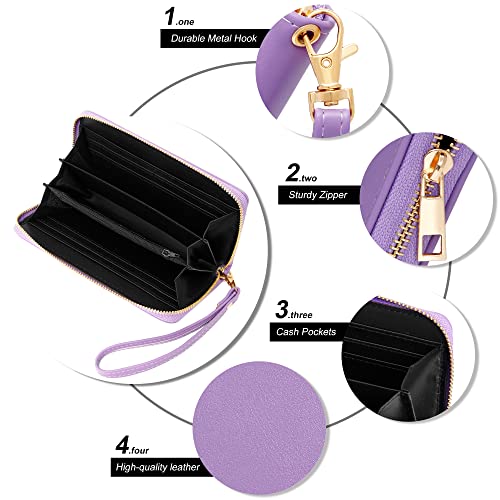 Image of VOCUS Womens Wristlet Wallet Zip Around Clutch Wallet Large RFID Blocking PU Leather Bifold with Phone Holder for Travel