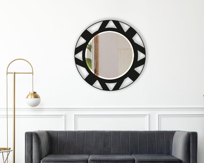 MyPhotostation.com Specchi neri da 45 cm per specchi da parete in metallo da parete, decorazione per la casa, decorazione da parete decorativa da appendere per soggiorno ingresso