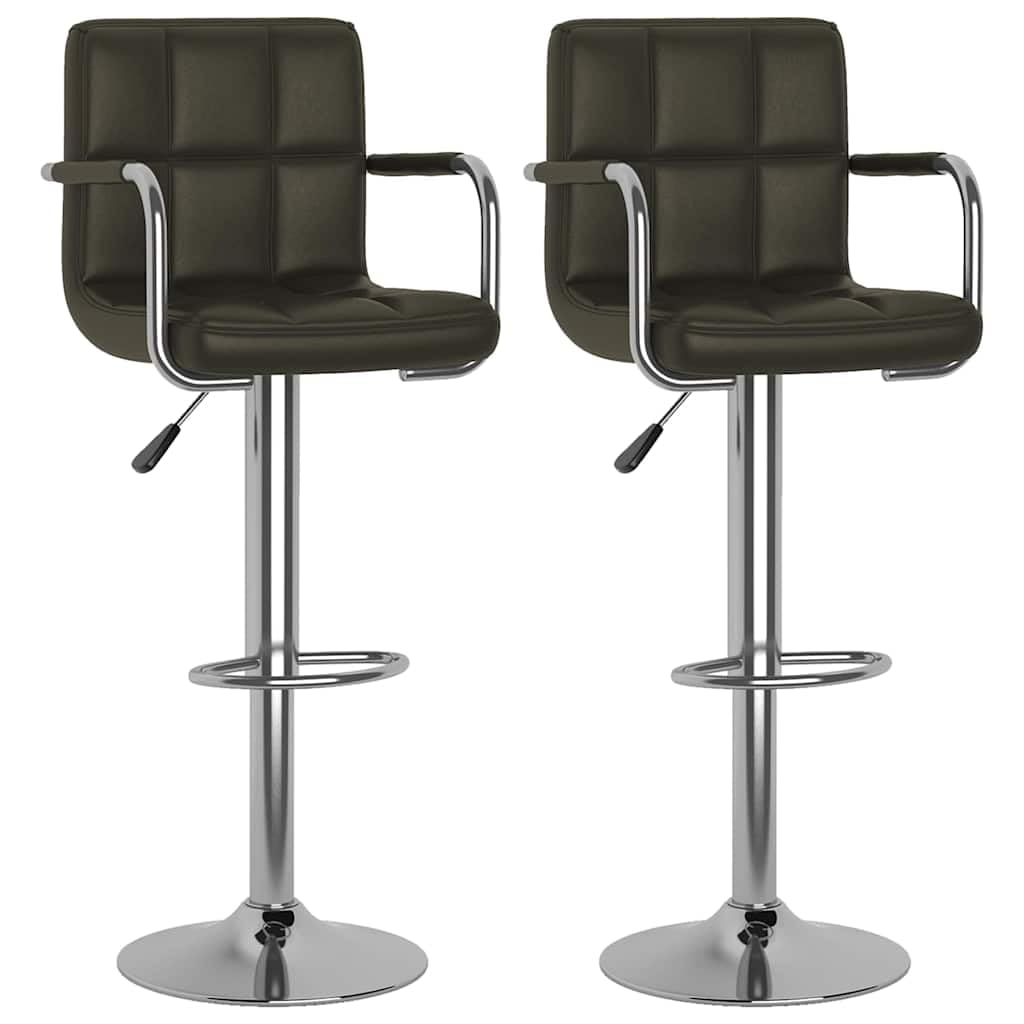 Sillas de bar 2 piezas Cuero Marrón Altura ajustable Girar
