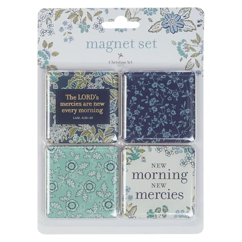 Christian Art Gifts Inspirational Decorative Square Refrigerator Magnet Set for