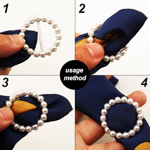 Image of 8-Pack Cute Scarf Ring, Premium Shirt Tie Clips for Women Clothing accessories, 4 Elegant Styles T-shirt Waist Cinch Clip Buckles with Rhinestone Accents (Gold /Silver)