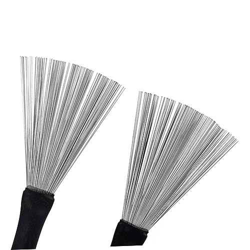 2 piezas de baquetas de madera y cepillos de alambre para música jazz, para principiantes y profesionales, almacenamiento conveniente, accesorios para batería duraderos y cómodos miniatura 1