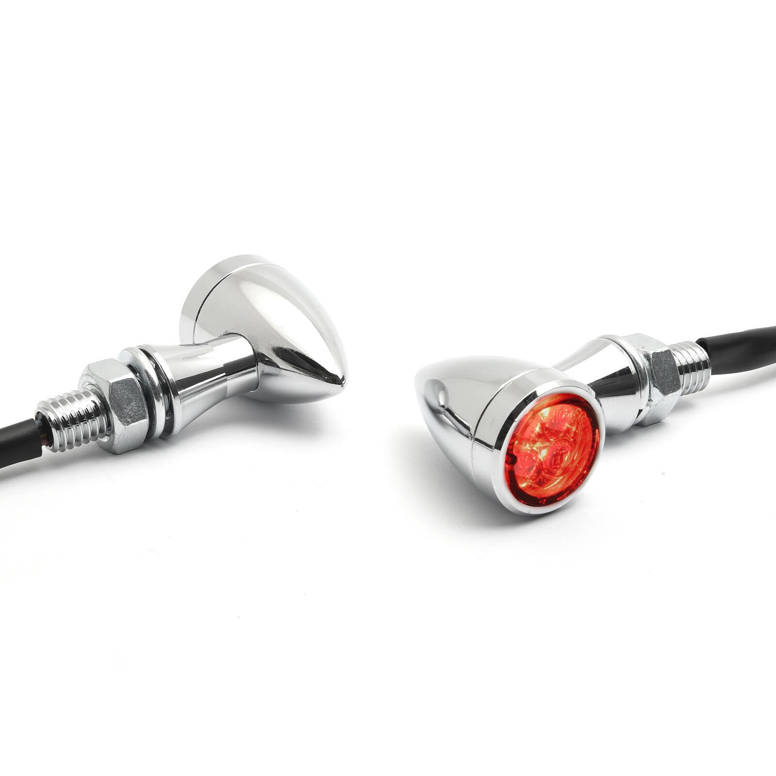 Dock66 Micro Bullet LED Blinker mit Rück-/ Bremslicht Chrom, ECE
