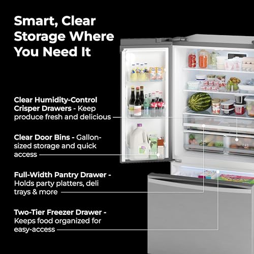 Kenmore 36" French Door Refrigerator with Freezer - Accela Chill, Adjustable Shelving, Humidity Controlled Crispers, ENERGY STAR Certified, 20.3 cu. ft. Capacity, Fingerprint Resistant Stainless Steel on Fridge.com