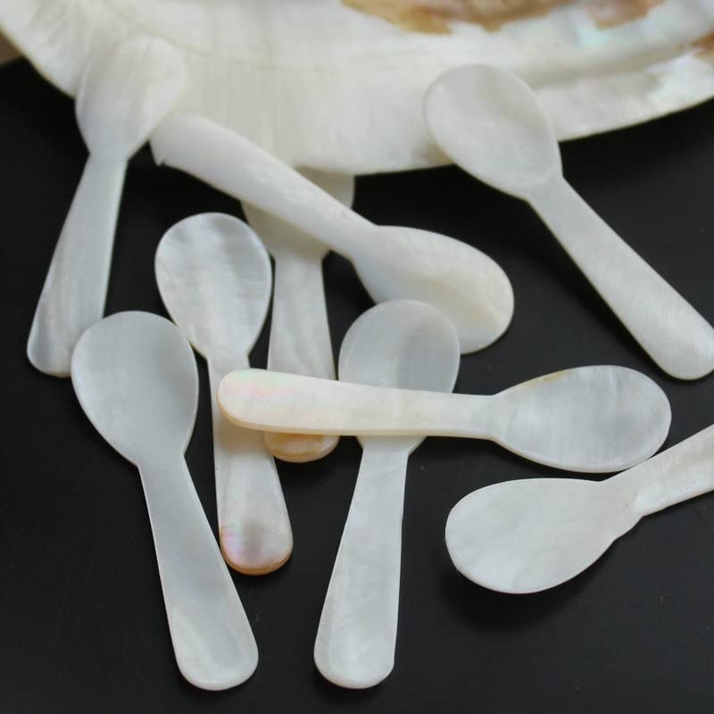 Cucharas de Helado de 4 Uds., Cuchara de Concha de caracola Natural, Cuchara de café, Cuchara de Conchas Marinas, Cuchara de Caviar