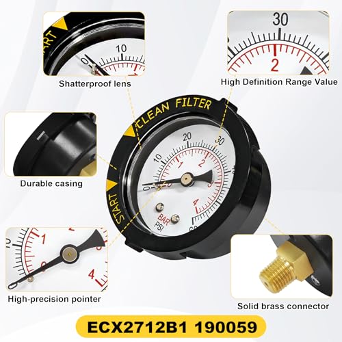 Image of ECX2712B1 190059 Pressure Gauge Fits Pen-tair Pool /Spa Valve and Filter