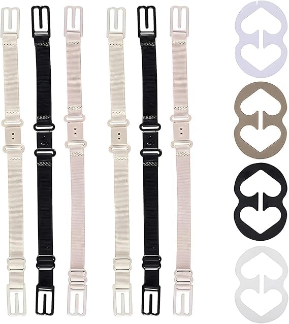 Image of Bra Strap Clips,12 Bra Clips and Bra Straps Holder Women's Black,White,Beige for Full Cup Size