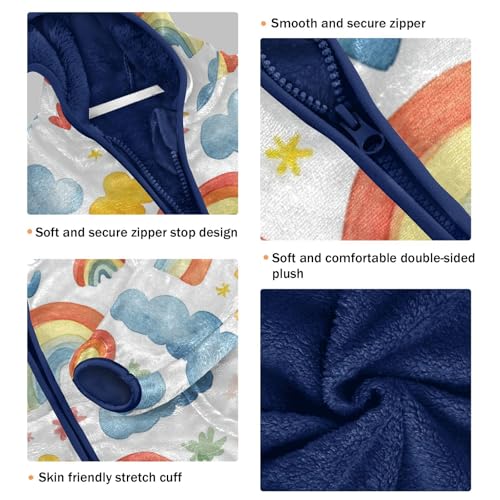 Watercolor Rainbows and Clouds Girls Fleece Jacket Girls Fall Jacket Girls Zip Up Hoodie Girls Sherpa Jacket 2-10T3