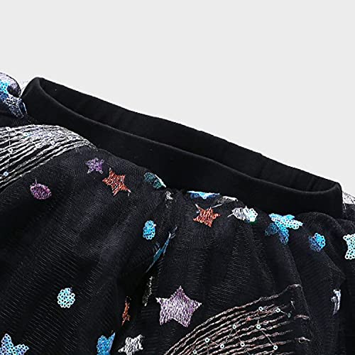 Peacolate Little Girls Footless Leggings Lace Ruffle Tutu Skirt Sparkle Cotton Pantskirt(2T) Black #TOP1