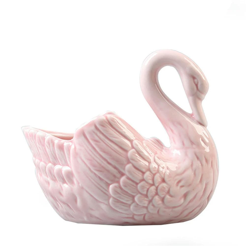TPIONEER White Pink Blue Swan Ceramic Ornaments Decoration Desktop Storage Box Tealight Candles Holder Flower Pot Home Decor Furnishings