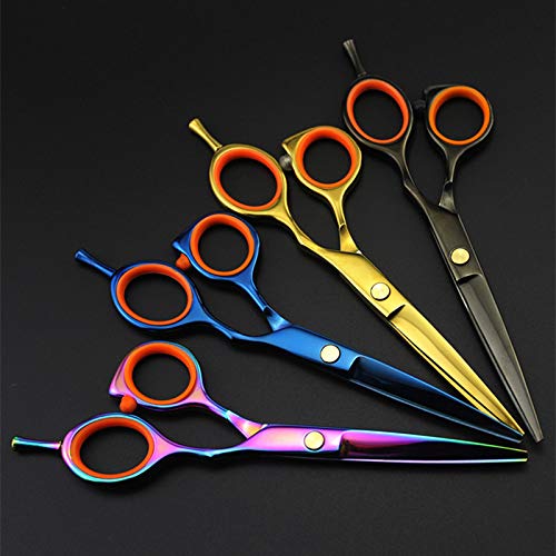 5,5 Zoll 4-Farben-Set zum Effilierscheren für den Haarschnitt, Friseurschere mit flach geschnittenen Zähnen, Friseurschere, Haarschneideschere (Gold) (Schwarz)