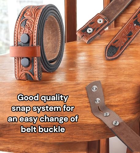 Image of F&L CLASSIC Western Belt without buckle for men - Full Grain Leather Cowboy Belts for jeans - One Piece Leather strap belt