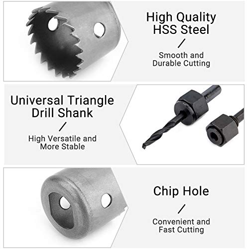 Ejoyous Hole Saw Set, 13PCS 19mm-127mm Hole Cutter Set, 2 Mandrels, 1 Installation Plate - Image 2