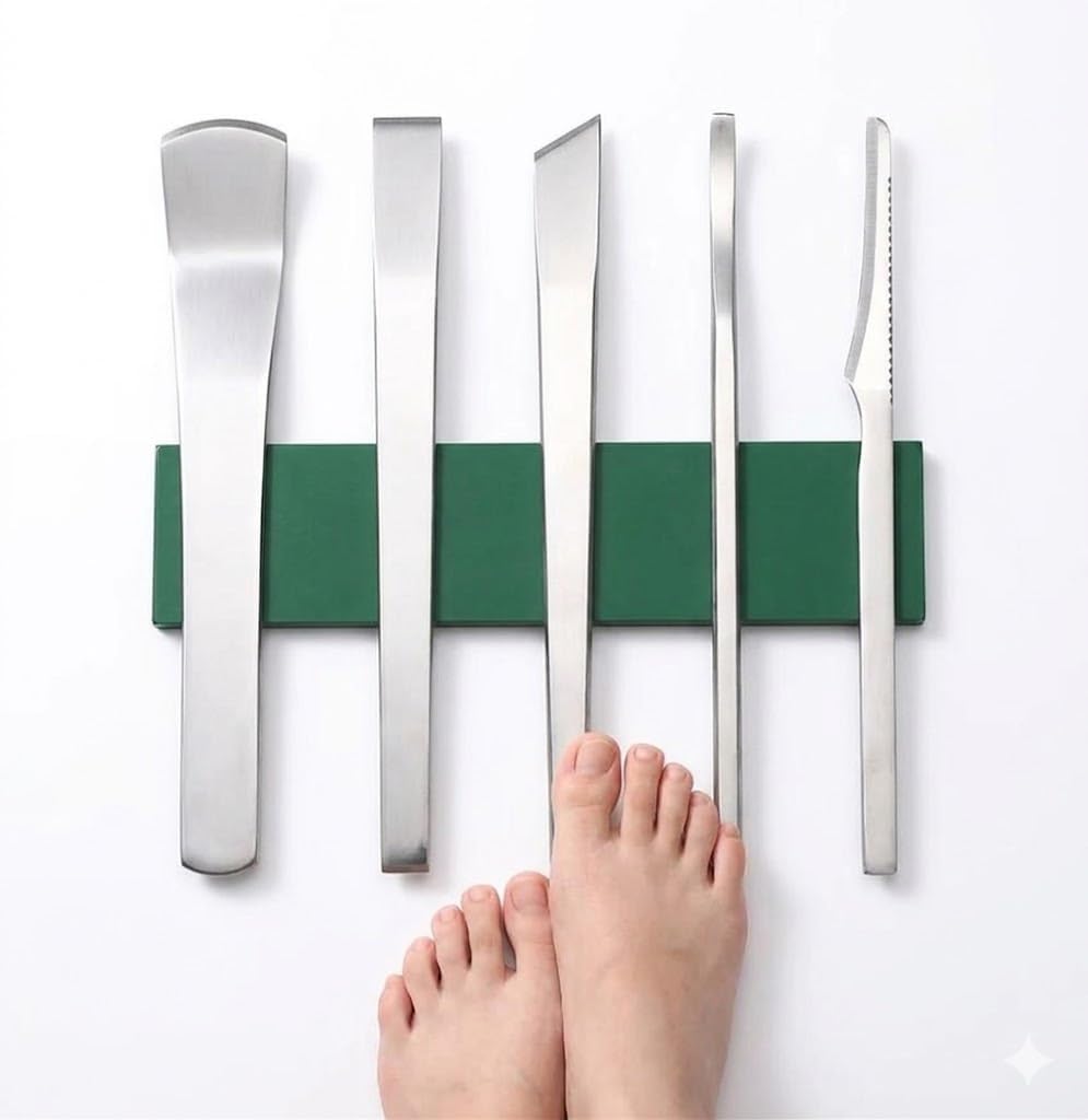5pcs, stainless steel pedicure knife set, professional foot care kit with callus remover, corn cutter, dead skin scraper & ingrown toenail tools for home salon pedicure