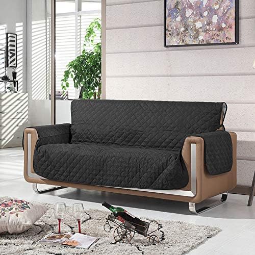 HomeZone® Luxury Black Quilted Sofa Cover 3 Seat Cover Slipcover Sofa Protector Throw Furniture Protector Water Resistant Snag Resistant Soil Resistant Pet Dog Resistant Child Kid Proof Easy Fit