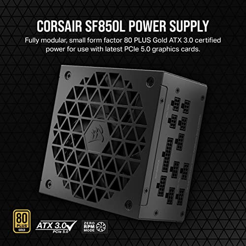 Image of Corsair SF850L Fully Modular Low-Noise SFX Power Supply - ATX 3.1 & PCIe 5.1 Compliant - Quiet 120mm PWM Fan - 80 Plus Gold Efficiency - Zero RPM Mode - 105C-Rated Capacitors - Black