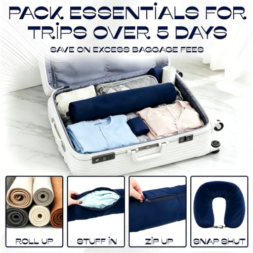 Oreiller cervical de voyage rembourré, 1 pièce, oreiller d'avion rechargeable pour bagages supplémentaires – Image 2