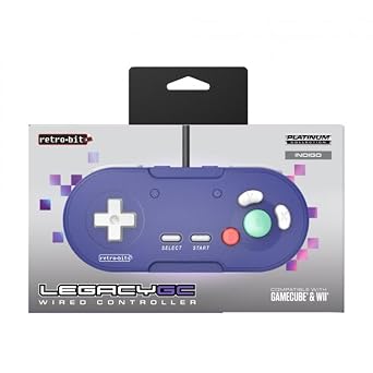 Retro-Bit Legacy GC Wired Controller - for Original GameCube & Wii - Indigo
