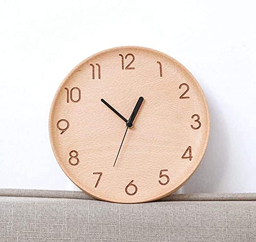 Wall Clock Wall Clocks Battery Operated Non Ticking 12 Inch Personalized Silent Bedroom Living Room Decoration Solid Wood(Beech) 686 #TOP5