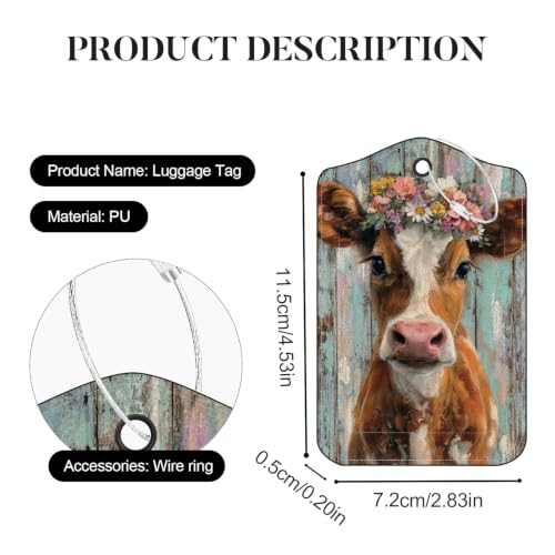 Image of Flower Crown & Christmas Cow Luggage Tags 2 Pack, Privacy