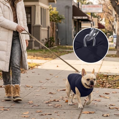 Image of JoyDaog Fleece Lined Dog Jacket for Medium Dogs,Winter Dog Coat,Blue XL | Warm Windproof Dog Vest for Cold Weather,Soft Cozy Doggie Clothes for Medium Dog Breeds,Outdoor Daily Walk,Snow Play