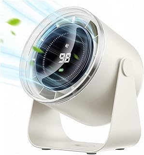 Jrifedptry Ventilador de escritorio con pilas, pantalla silenciosa, portátil, para oficina, hogar, 100 velocidades, inclinación de 115°, color blanco