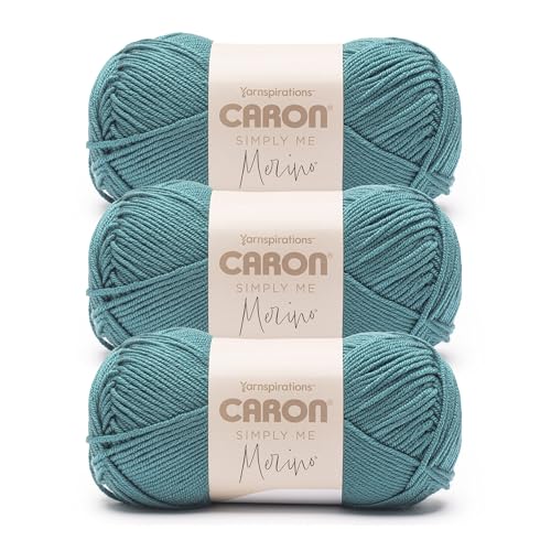 Image of Caron Simply Me Merino Soft Yarn for Crocheting, Turquoise Sea, 3-Pack | #3 Light DK Yarn, 50% Merino Wool & 50% Acrylic, Soft Yarn for Crocheting, Knitting & DIY Crafts, 215yd, 100g /3.5oz per skein