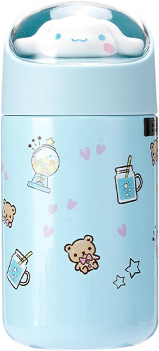 Cartoon Water Bottle Cute Anime Thermos Mug Adorable Insulated Bottle Portable Thermal Travel Mug Kawaii Hot&Cold Water Cup (blue)
