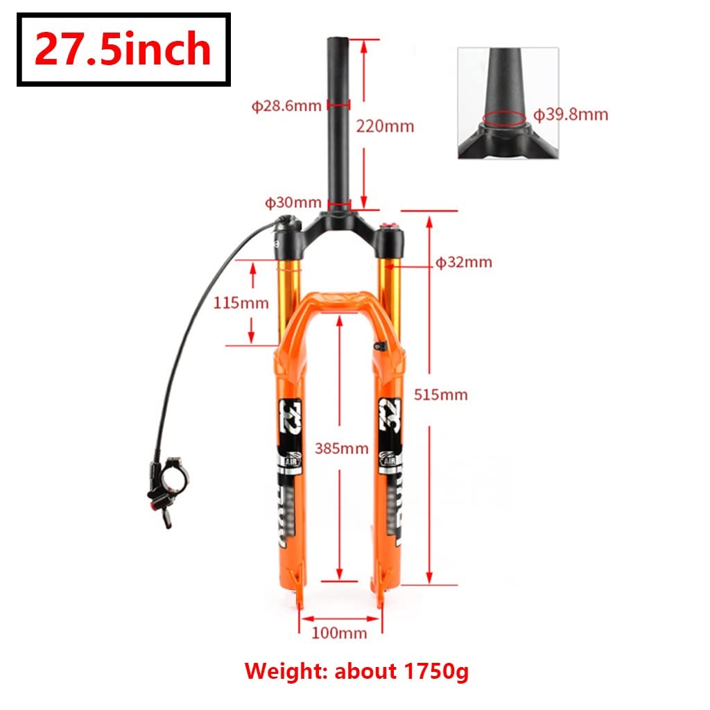 Widelec z zawieszeniem pneumatycznym MTB 27,5/29 cala przedni widelec rowerowy rower górski zdalna blokada 1 1/8 prosta rura podróż 100 mm hamulec tarczowy QR 9 mm dla XC AM