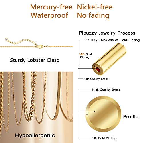 Picuzzy Gold Ankle Bracelet For Women, 14K Gold Plated Anklet For Women Waterproof Rope Cuban Link Figaro Chain Anklet Set Dainty Anklets For Women Non Tarnish Layered Jewelry Gifts #TOP6