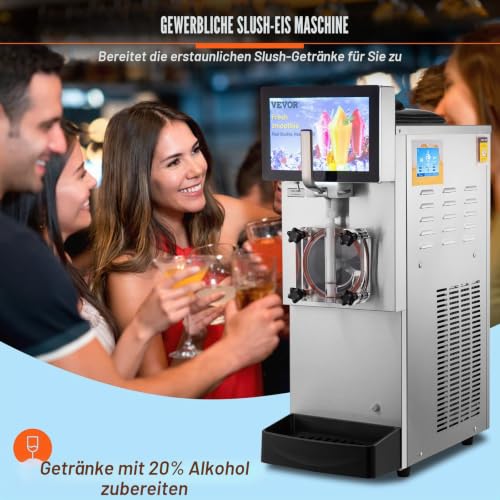 Foto von VEVOR 8 L Kommerzielle Slusheis Maschine, Slushgerät mit 17~23 L/Std. Slush Slushy Maschine, 1200 W Slush Maker Maschine 54 kg Slush Eismaschine Edelstahl Slushy Maschine 635 × 290 × 860 mm
